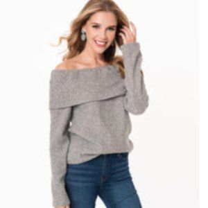 Heather Grey Off Shoulder Sweater - Medium
